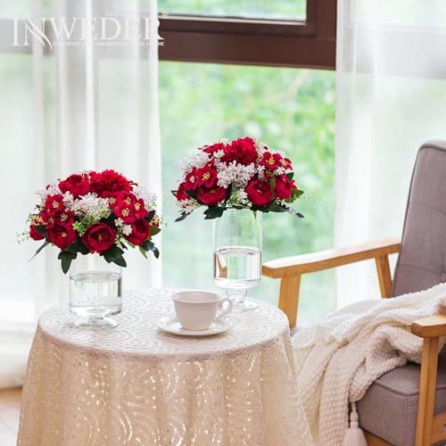 Flower Balls Centerpieces for Tables: Crimson Silk Rose, 10Pcs - color: Crimson, size: 10 PCS