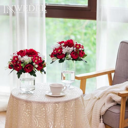 Flower Balls Centerpieces for Tables: Crimson Silk Rose, 2Pcs - color: Crimson, size: 2 PCS