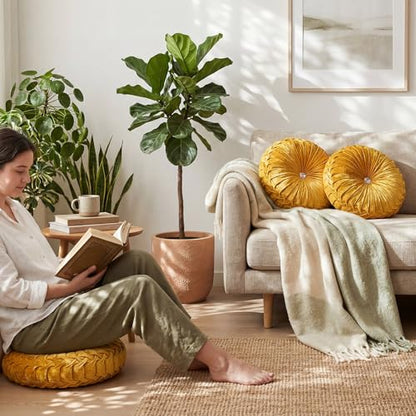Drydiet 1 Pcs Round Pumpkin Throw Pillow Fall Pillow(Velvet Gold,15'') - color: Velvet Gold, size: 15''