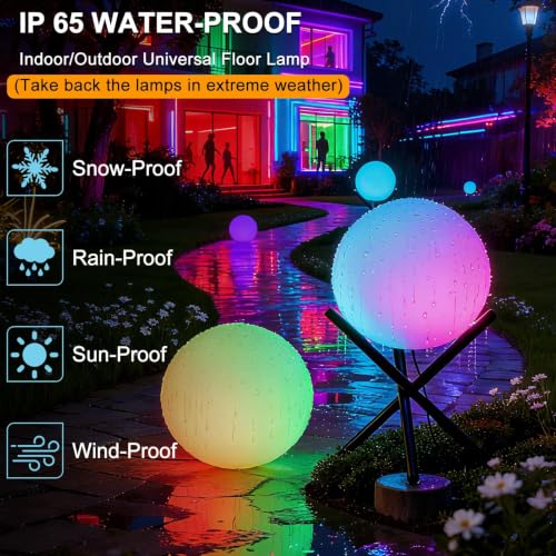 Lightdot 12-Inch Outdoor Globe Lights, RGB+CW Globe Floor Lamp with Remote - color: 15.7''RGBCW