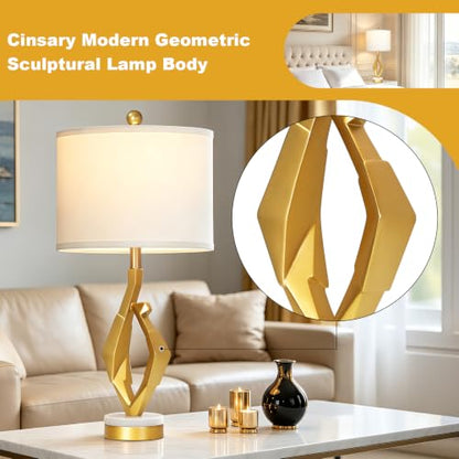 CINSARY 30" Tall White and Gold Table Lamp for Living Room Bedroom Single - color: Gold White-1