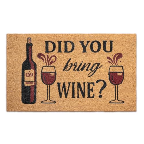 Funny Coir Door Mats Outside and Inside, Wine, 17 x 30 in - color: Wine