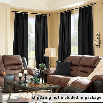 KOUFALL Black Sheer Linen Curtains, 63 Inch Length Rod Pocket Modern Farmhouse Curtains for Bedroom Living Room - color: Black, size: 52"W x 63"L (Pack of 2)