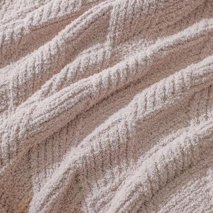 Premium Minky Throw Blanket, Soft Plush Lightweight Cozy Touch - color: Argyle Knit Beige, size: Kids(40″x50″)