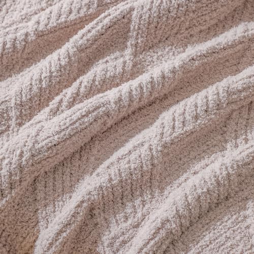 Premium Minky Throw Blanket, Soft Plush Lightweight Cozy Touch - color: Argyle Knit Beige, size: Throw(50″x60″)