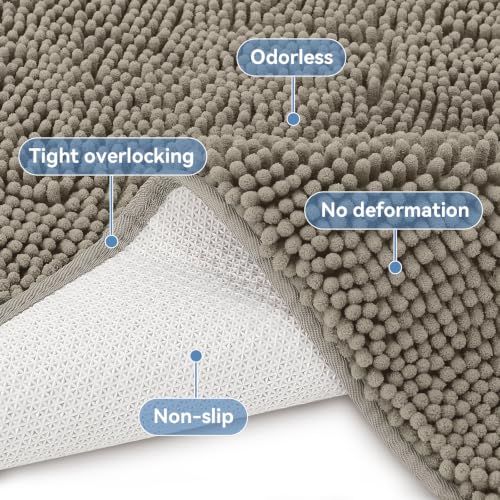 Bcoimo Small Bath Rug Mat,24x17 Chenille High Absorbent Latte Bathroom Mats - color: Latte, size: 24x17