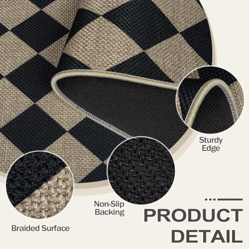 Kitchen Rug Sets and Mats Non Skid Washable of 2 PCS, Checkered Rug - color: Checkered, size: 17.3"x30"+17.3"x47"
