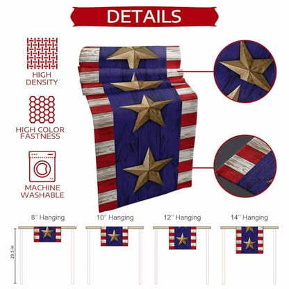 Independence Day Table Runner 36 Inches Long,American Flag Stripe Stars Retro Cotton Linen Table Runners Dresser Scarves,Blue Red Flag Tabletop Scarf Furniture Cover for Home Dinner Party 13"x36" - color: Blue Red, size: 13x36 Inches