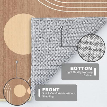 Boho Runner Rug 2x6,Brown Geometric Modern Washable Non-Slip Hallway Rug - color: Camel Brown, size: 6' x 2' (Rectangular)