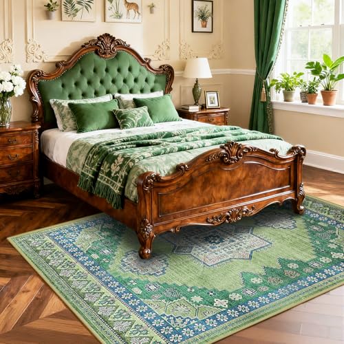 Boho Persian Area Rug, Green, 8x10 - color: Fresh Lemon Green, size: 8 x 10 feet