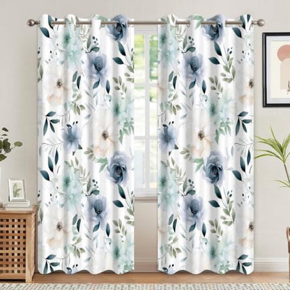 Floral Blackout Curtains for Bedroom & Living Room, 52x84 Inch - color: Floral-c