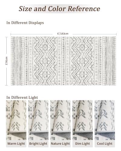 Miukiki 3x6 Runner Rug Washable Hallway Rug Non Slip Entryway Carpet Grey - color: Grey, size: 3' x 6' (Runner)