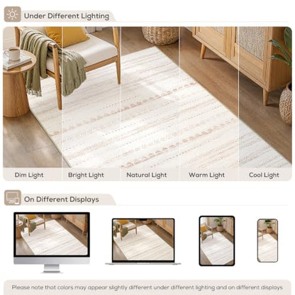 Nakagishi Boho 3x5 Area Rug Living Room Rugs Machine Washable Beige/Brown - color: Beige Brown, size: 3' X 5' (Rectangular)