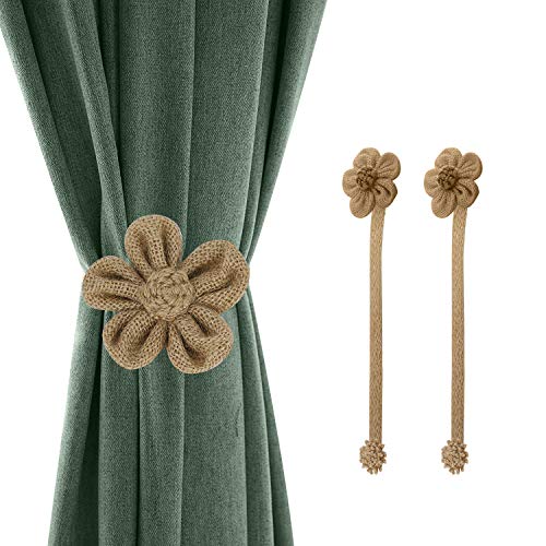 Lewondr Magnetic Window Curtain Rope Holdbacks, Large, Coffee - color: Coffee, size: Large