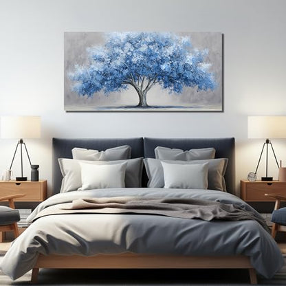 Large Canvas Wall Art for Bedroom Tree of Life Prints for Living Room Blue Poster Wall Art for Office Size 29 x 58 Inch - size: 58"L x 29"W