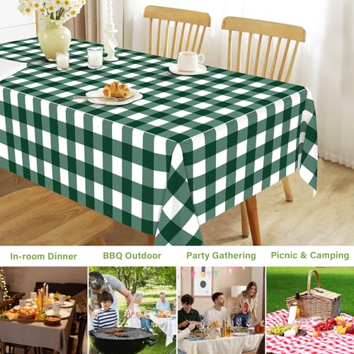 Mulbozy 2 Pcs Green Gingham Tablecloth,Green Checkered Table Cloth 54x108in - color: Checkered-dark Green, size: 54" X 108" Rectangle