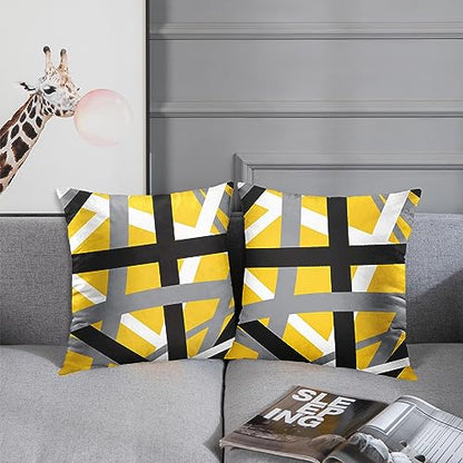 Emvency Throw Pillow Covers Set of 2, 16 x 16 Inch, Striped Retro Yellow - color: Yellow, size: 16" x 16" (Pack of 2)