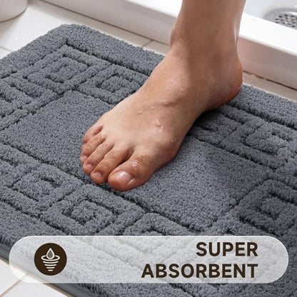 Pauwer Bathroom Rugs Sets 3 Piece, Plush Absorbent Bath Rug, Dark Grey - color: Dark Grey