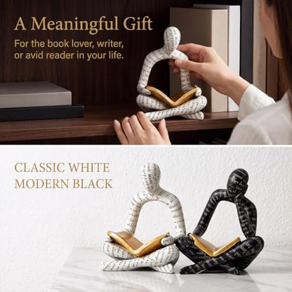 2 PCS Resin Modern Reading Figure Statue Decor, Small Abstract Table Decor