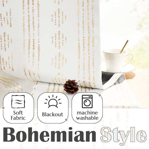 jinchan Striped Window Valance 16 Inch Modern Boho 1 Panel Gold on White - color: Boho| Gold on White, size: 52"W x 16"L (Pack of 1)