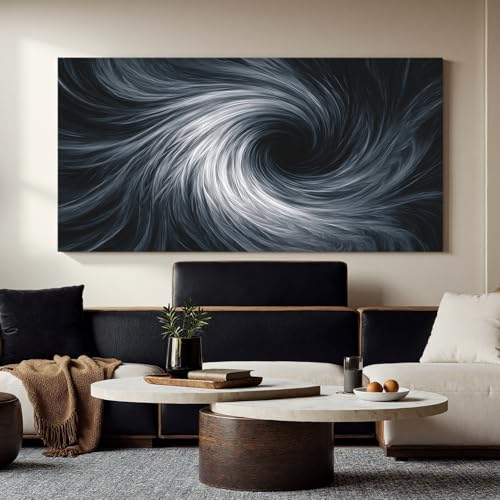 YISXINOAG Black White Abstract Wall Art Modern Spiral Painting 29"X58" - color: black white, size: 58"L x 29"W