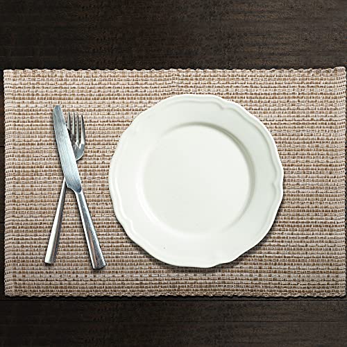 Urban Villa Two Tone Placemat Cotton Tablemat 14x20 (Set of 6) Eggshell - color: Egg Shell, size: 14" x 20"