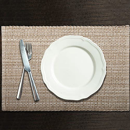 Urban Villa Two Tone Placemat Cotton Tablemat 14x20 (Set of 6) Eggshell - color: Egg Shell, size: 14" x 20"