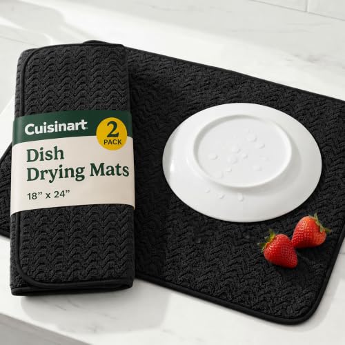 Cuisinart Dish Drying Mat for Kitchen Counter, 2-Pack XL 18"x24" - color: Geostripe Jet Black