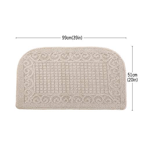 COSY HOMEER 39x20 Half Round Kitchen Rug,Non Slip Washable Mat,Beige 1PC - color: Beige, size: 1'8" x 3'3" (Semicircular)