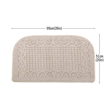 COSY HOMEER 39x20 Half Round Kitchen Rug,Non Slip Washable Mat,Beige 1PC - color: Beige, size: 1'8" x 3'3" (Semicircular)