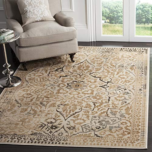 SAFAVIEH Vintage Collection Accent Rug - 4' x 5'7", Creme, Oriental Medallion Distressed Viscose Design, Ideal for High Traffic Areas in Entryway, Living Room, Bedroom (VTG175-5440) - color: Creme, size: 4' x 5'7" (Rectangular)