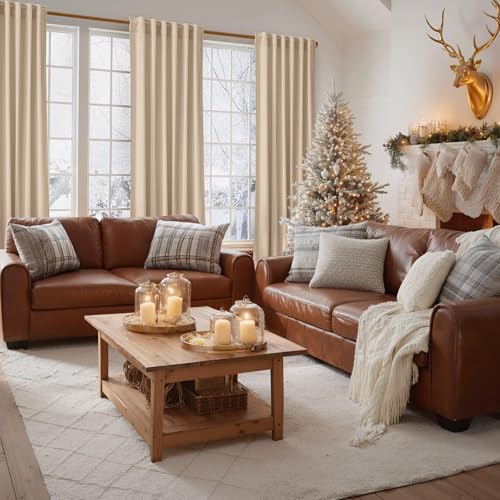 NICETOWN Beige Velvet Curtains 108 inch Long, 52" W x 108" L, 2 Panels - color: Beige, size: 52"W x 108"L (Pack of 2)