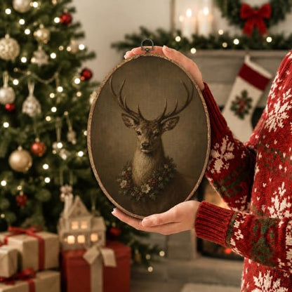 Yorhifa Rustic Winter Christmas Reindeer Framed Wall Art 8.5x11.5in - color: Reindeer