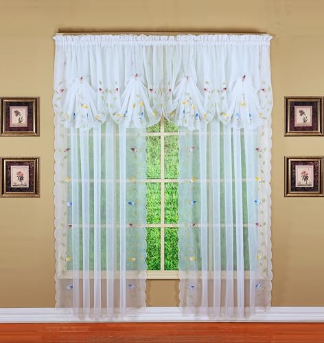 Today's Curtain,Vineyard 3-D Appliqué,Panel 63", White, 59" W x 63" L - color: White, size: 59"W x 63"L (Pack of 1)