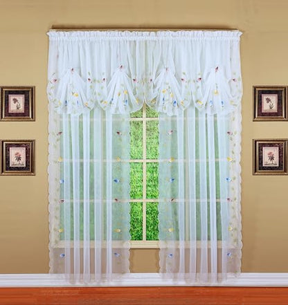 Today's Curtain,Vineyard 3-D Appliqué,Panel 63", White, 59" W x 63" L - color: White, size: 59"W x 63"L (Pack of 1)