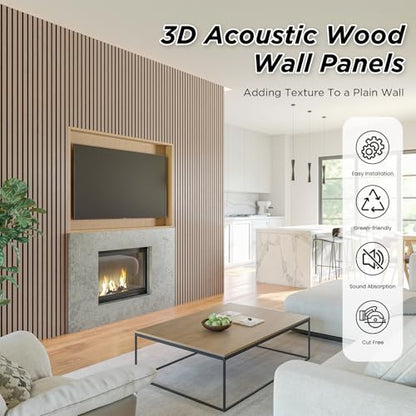 SMARTSTANDARD 4 Pack 106" x 12.6" Wood Slat Wall Panels, Walnut - color: Walnut, size: 106" x 50.4"