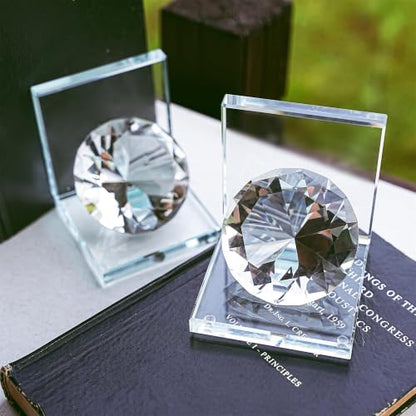 1 Pair Crystal Bookends with 80mm Clear Diamond for Heavy Books - color: Diamond