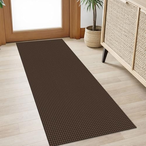 IOHOUZE Washable Runner Rug 2x5 Non Slip Runners for Hallways Entryway Runner Indoor, Kitchen Throw Rug Woven Cotton Floor Carpet for Hall Entrance Bedroom, Brown - color: Brown, size: 2' x 5' (Runner)