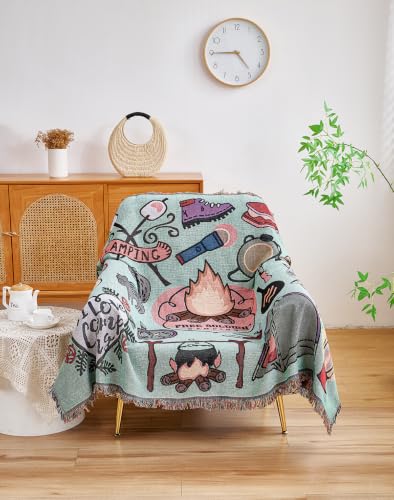 Erke Boho Throw Blanket Cushion Cover Sheet Blanket Chair Recliner Cover Rug Hanging Tapestry Furniture Slipcover (Fire, 50" X 70") - color: Fire