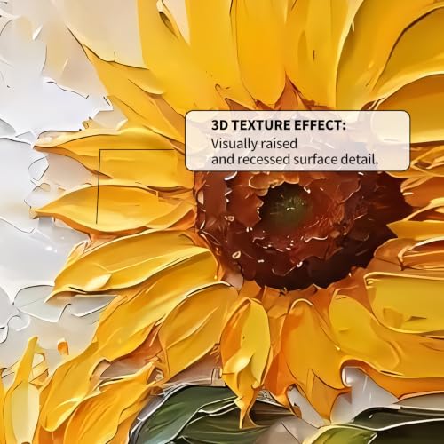 RUMSICH 3D Rustic Textured Sunflower Canvas Wall Art 12x16 Inch Framed - color: 3DSunflower, size: 16"L x 12"W