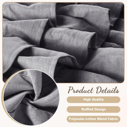 FUANGUI Ruffled Valance Curtain 52" W x 18" L Pleated Kitchen Valance - color: Grey, size: 52"W x 18"L (Pack of 1)