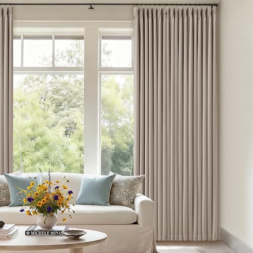 Burlywood Birch Linen Pinch Pleated Blackout Bedroom Curtains 80 Inch Long - color: Burlywood Birch, size: 40"W x 80"L (Pack of 2)