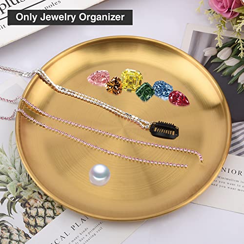 Round Brass Tray,Small Gold Decorative Tray Metal Storage Organizer Tray for Modern Home,Matte Brass Finish (14cm/5.5inch) - size: 5.5"