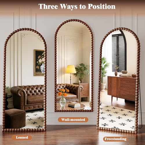 Antique Brown Full Length Mirror 71x28 Inch, Beaded Standing Mirror - color: Antique Brown
