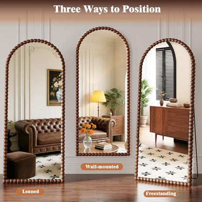 Antique Brown Full Length Mirror 71x28 Inch, Beaded Standing Mirror - color: Antique Brown