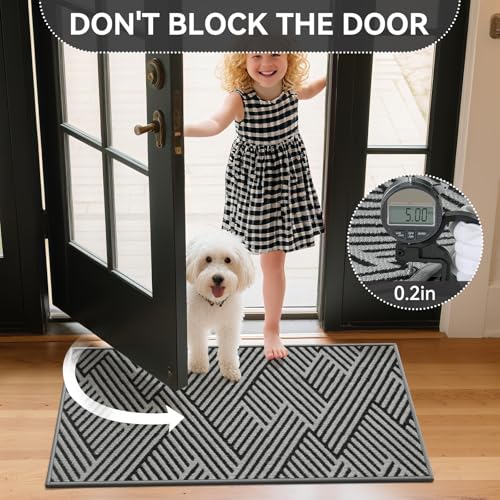 Door Mat Outside Entrance Non-Slip Dirt Resistant Grey 31''x47'' - color: Grey, size: 31"x47"