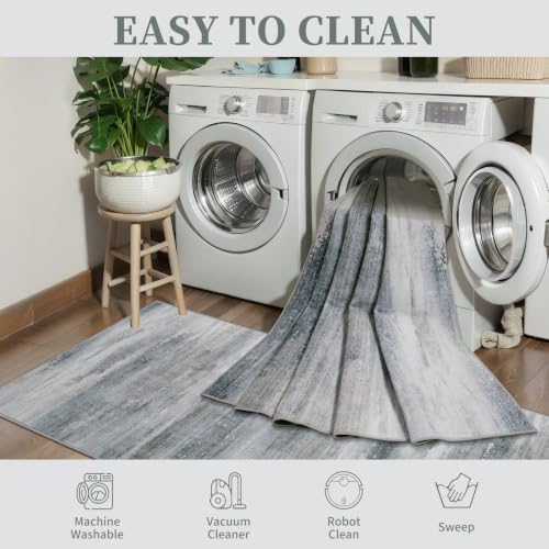 Tangsoo Abstract 3x7 Washable Runner Rug for Hallway Non Slip Modern - color: Ash Grey, size: 3' X 7' (Runner)