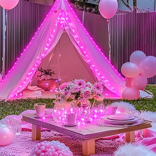 JMEXSUSS 200 LED Room Fairy Lights, 66 ft Pink Lights Outdoor Waterproof - color: Pink, size: 66FT 200LED