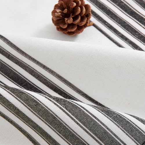 jinchan Linen Balanced Stripe Valances for Window 16 in,Black Grey,1 Panel - color: Balanced Stripe | Black, size: 50"W x 16"L (Pack of 1)