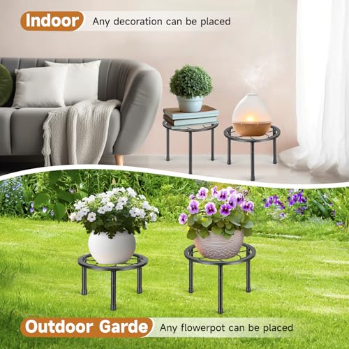 Amaoot 5 Pack Metal Plant Stand, Iron Plant Stands for Indoor and Outdoor - color: Black